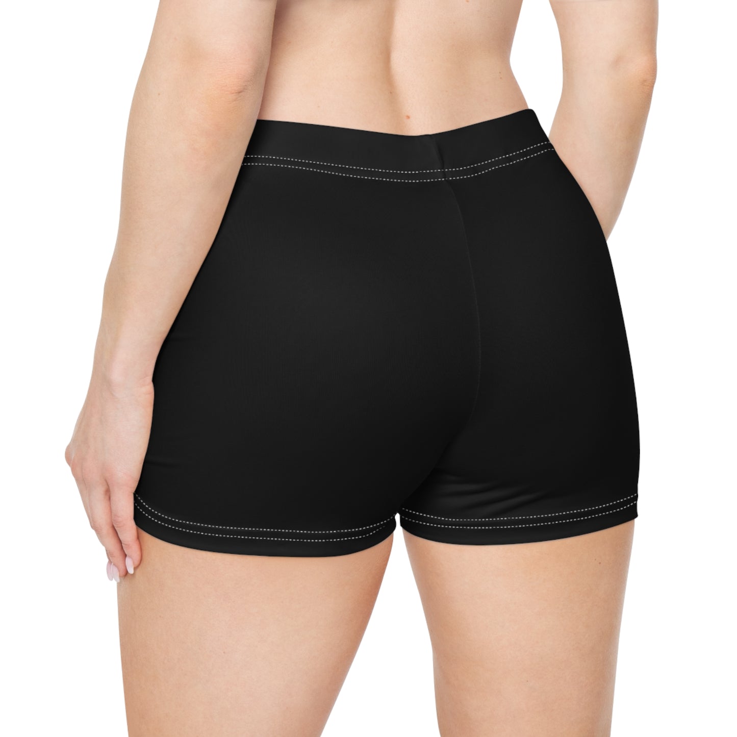 Black Solid Women's Shorts, Athletic Swim or Bike Briefs | AOP Blank