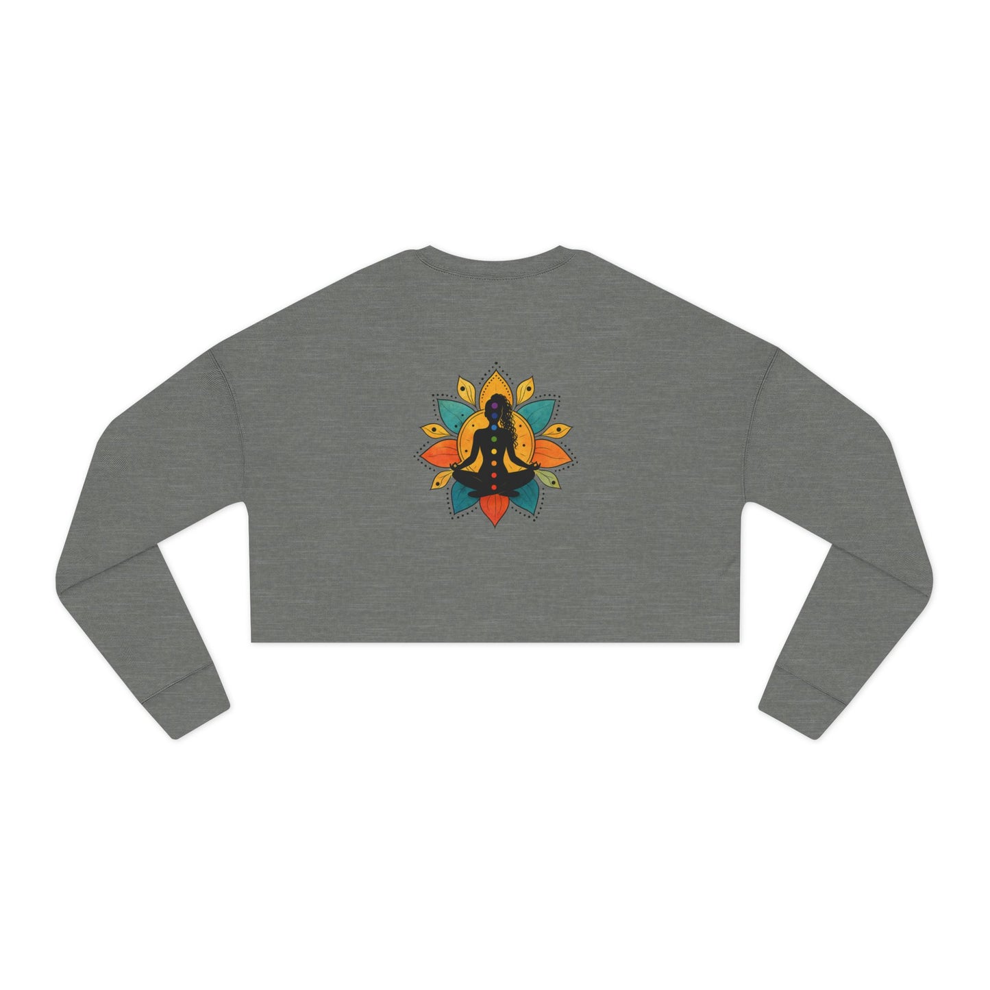 Meditating Figure Lotus Mandala Cropped Sweatshirt | Yoga Spiritual Apparel (B)