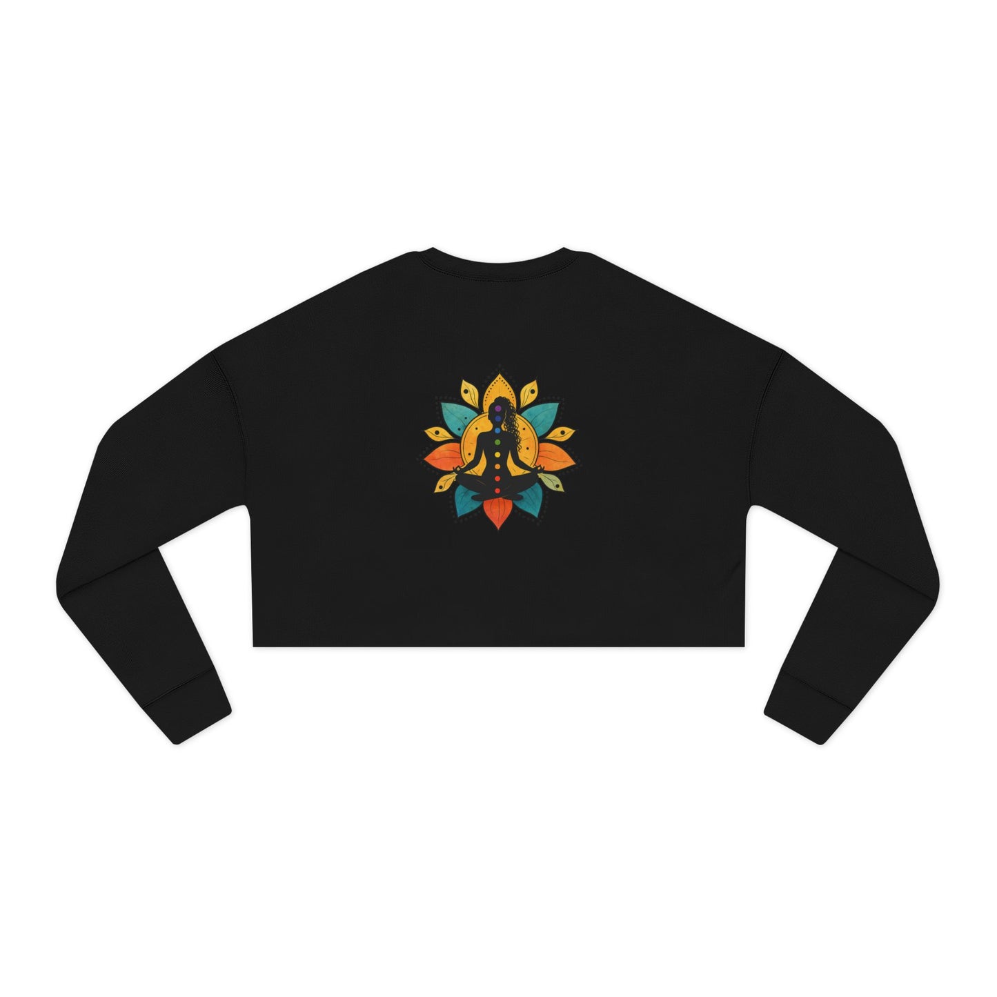 Meditating Figure Lotus Mandala Cropped Sweatshirt | Yoga Spiritual Apparel (B)