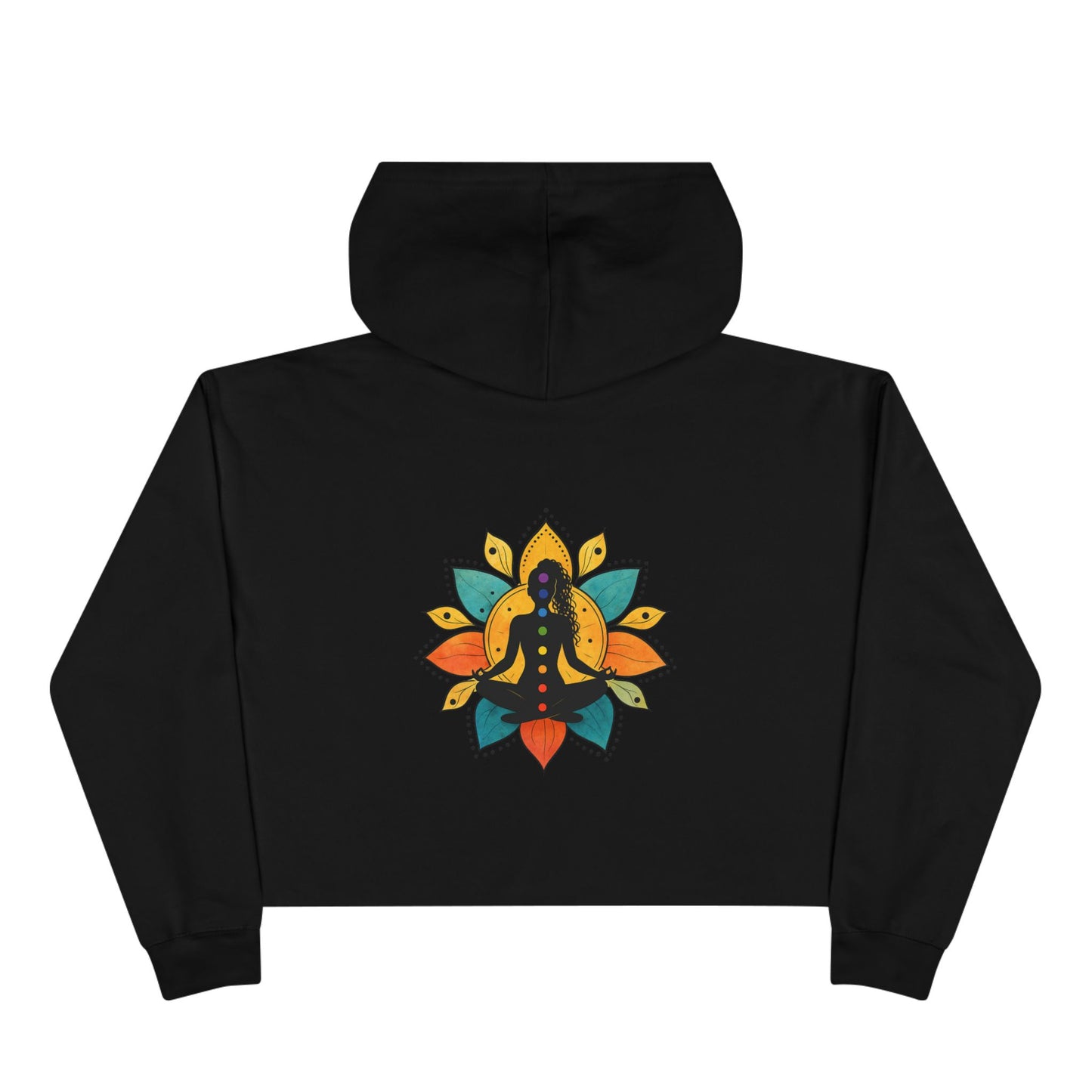 Meditation Lotus Silhouette Crop Hoodie | Yoga Chakra Graphic (B)