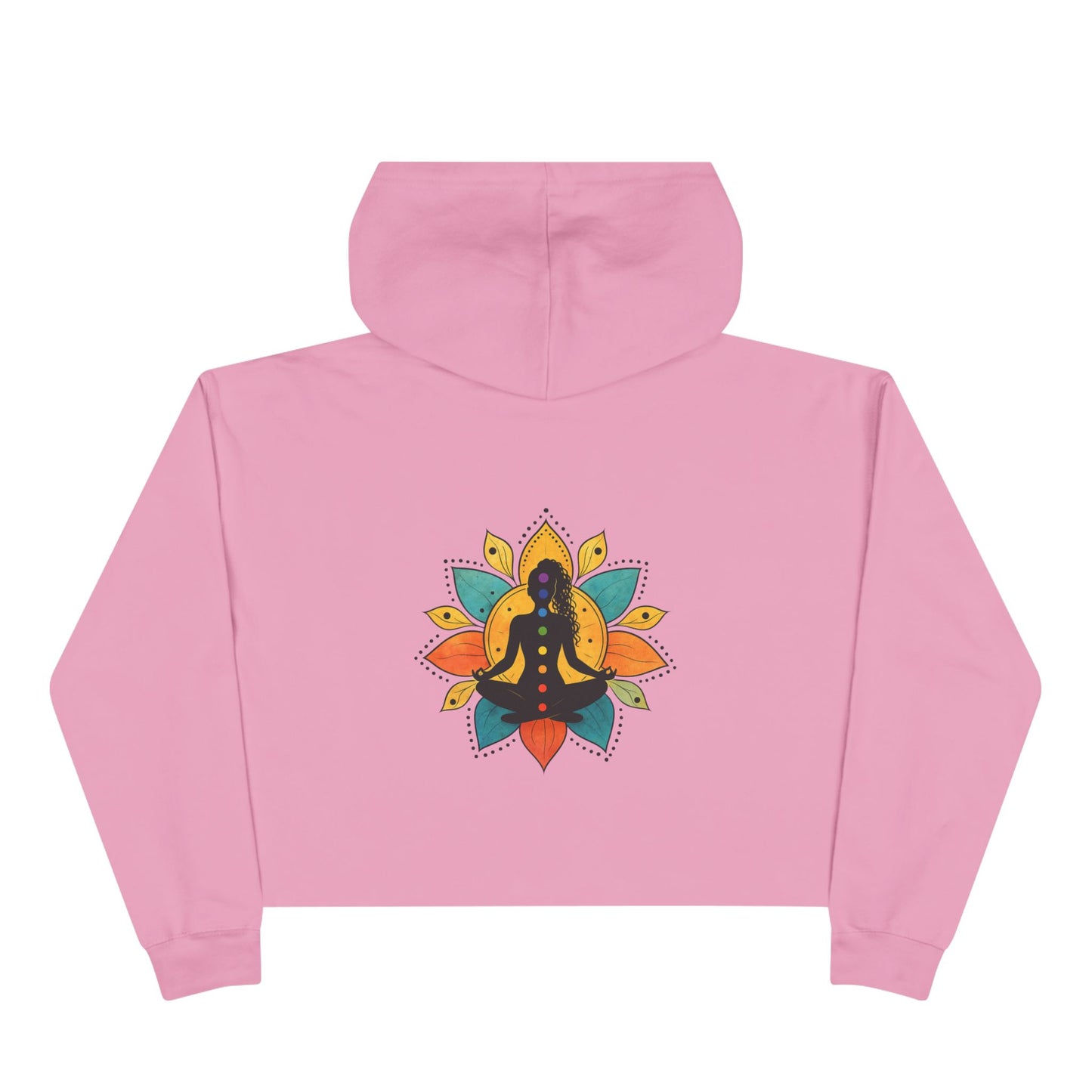 Meditation Lotus Silhouette Crop Hoodie | Yoga Chakra Graphic (B)
