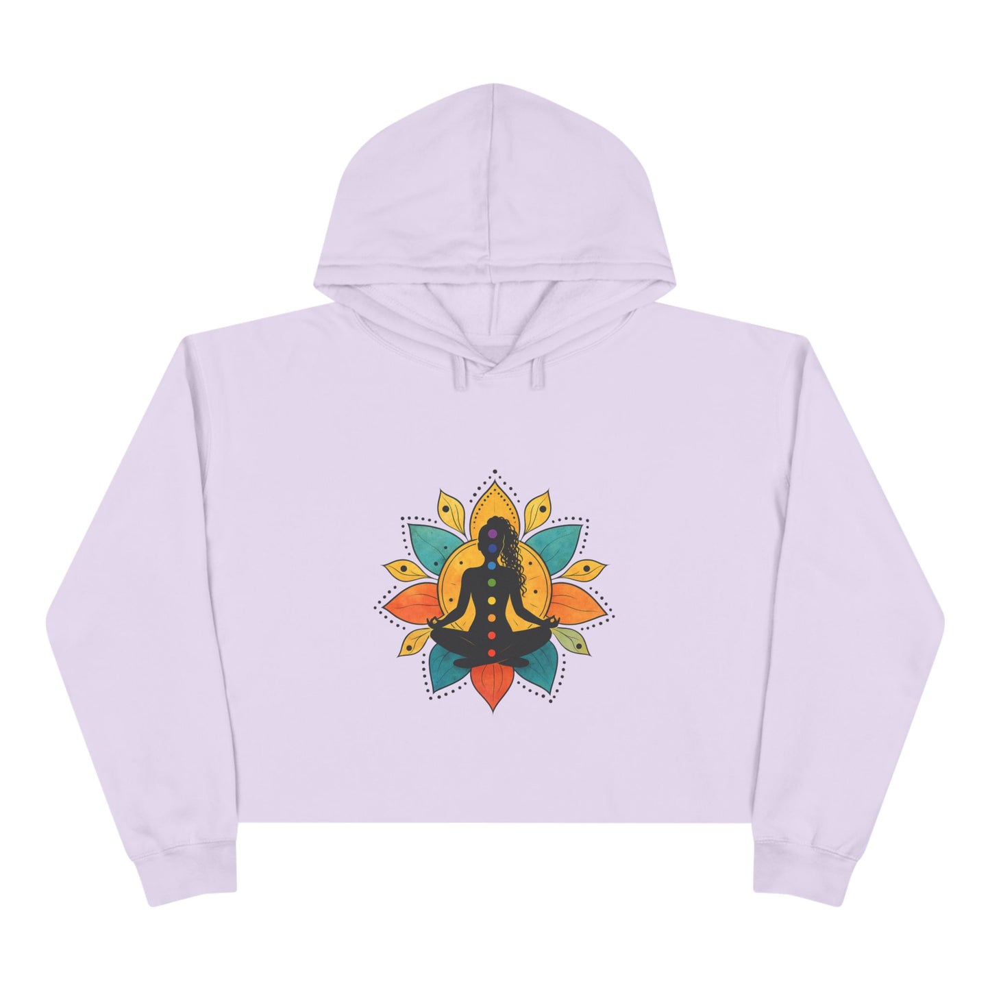 Meditation Lotus Silhouette Crop Hoodie | Yoga Chakra Graphic