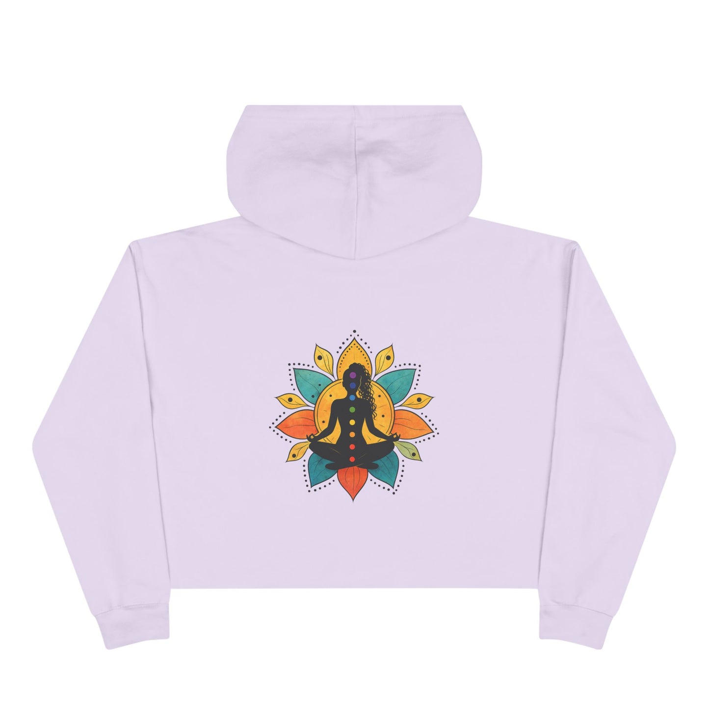 Meditation Lotus Silhouette Crop Hoodie | Yoga Chakra Graphic (B)