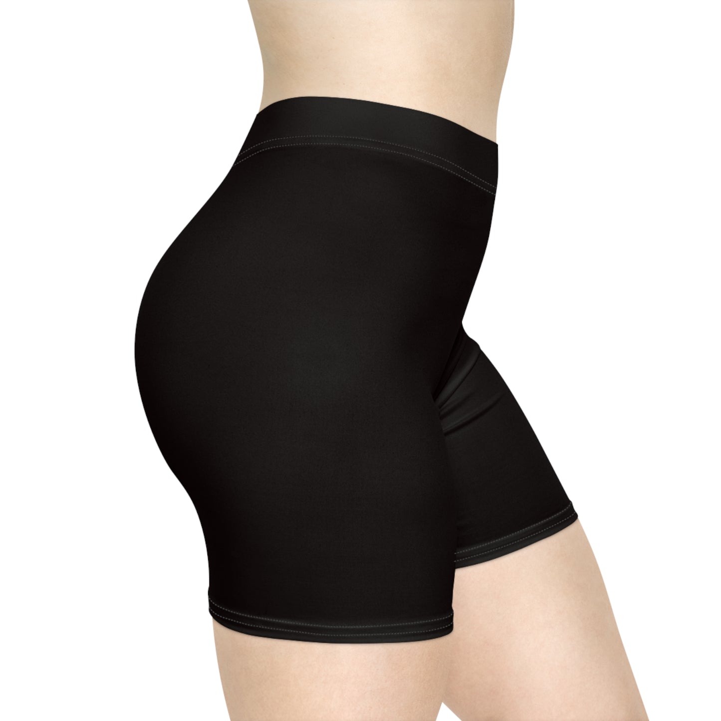 Solid Black Biker Shorts | All-Over Print