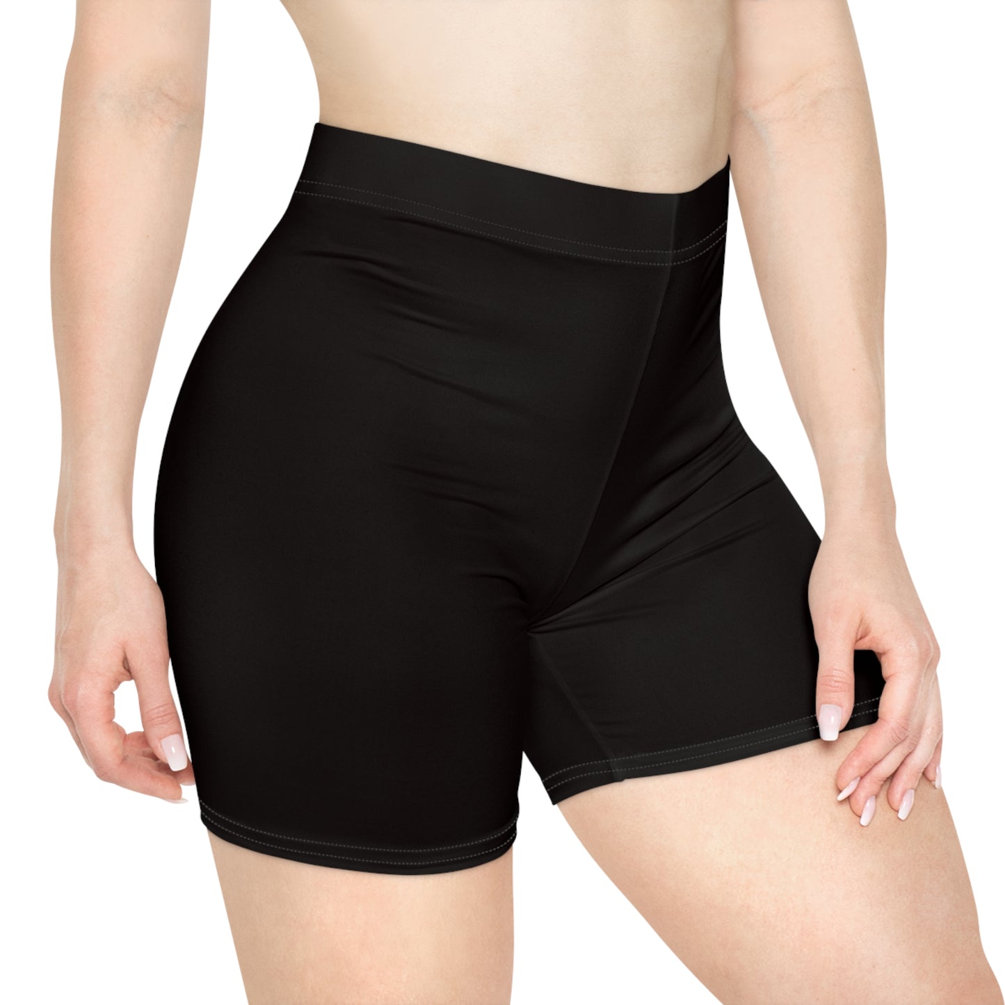 Solid Black Biker Shorts | All-Over Print