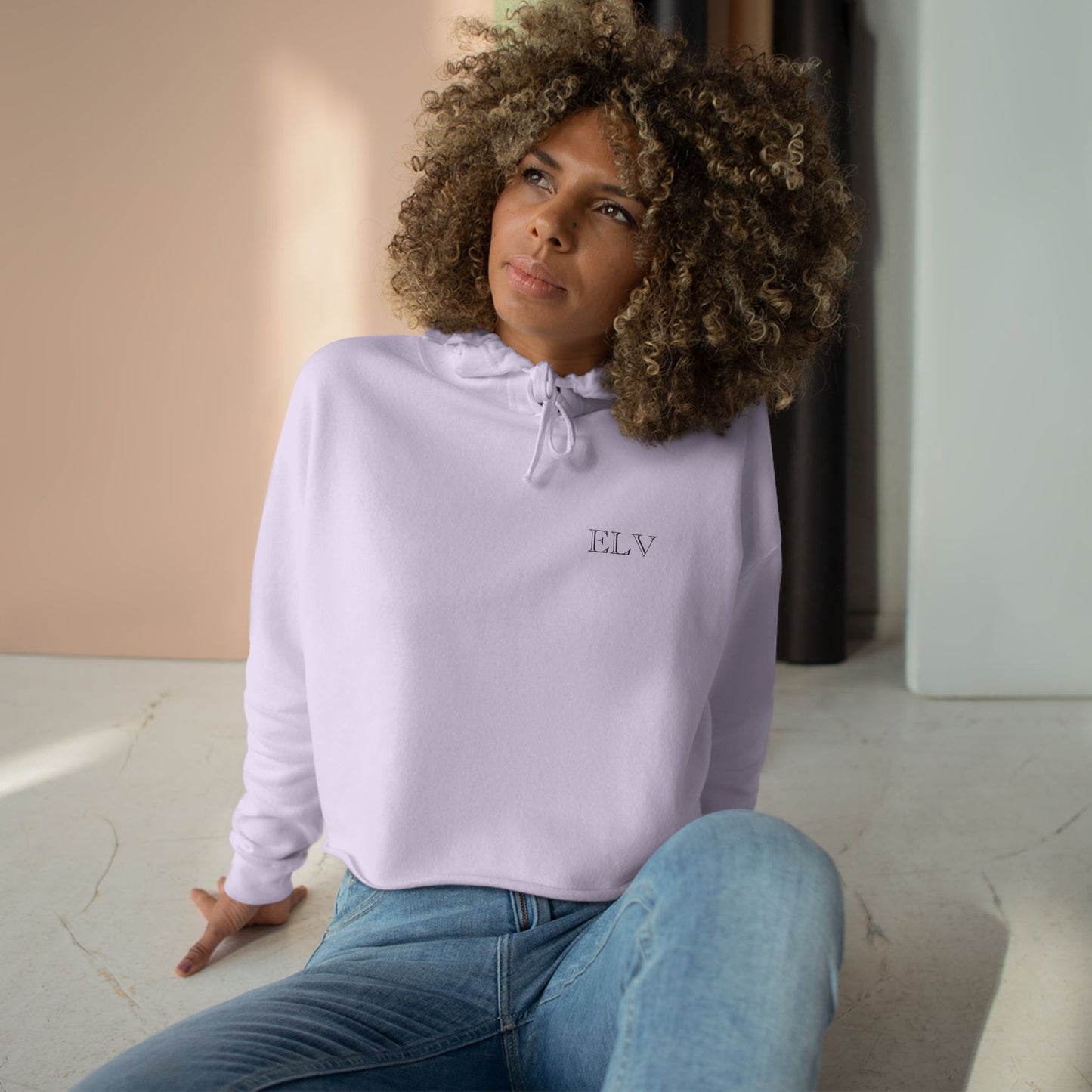 Meditation Lotus Silhouette Crop Hoodie | Yoga Chakra Graphic (B)