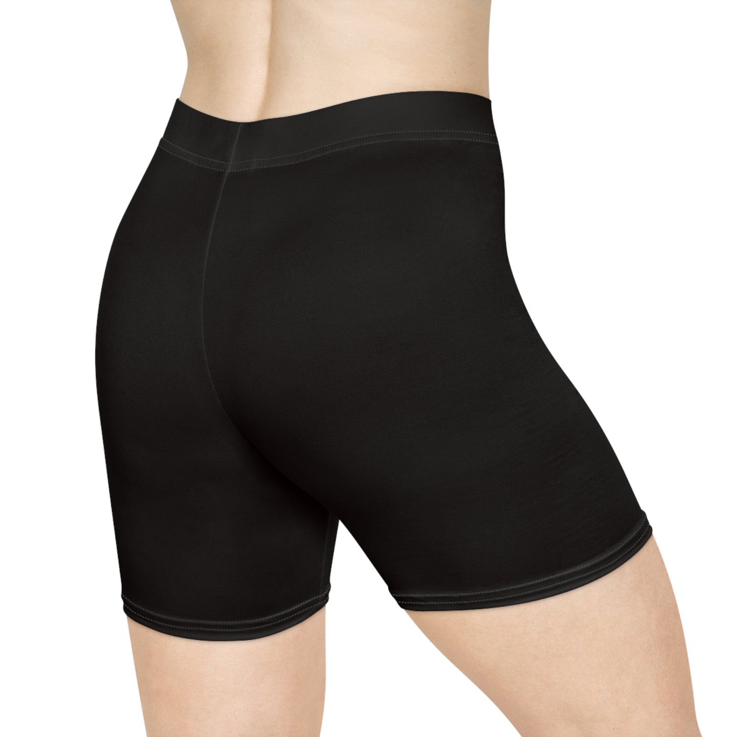 Solid Black Biker Shorts | All-Over Print