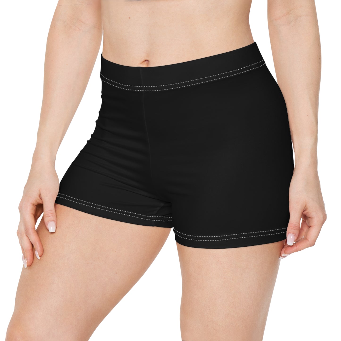 Black Solid Women's Shorts, Athletic Swim or Bike Briefs | AOP Blank
