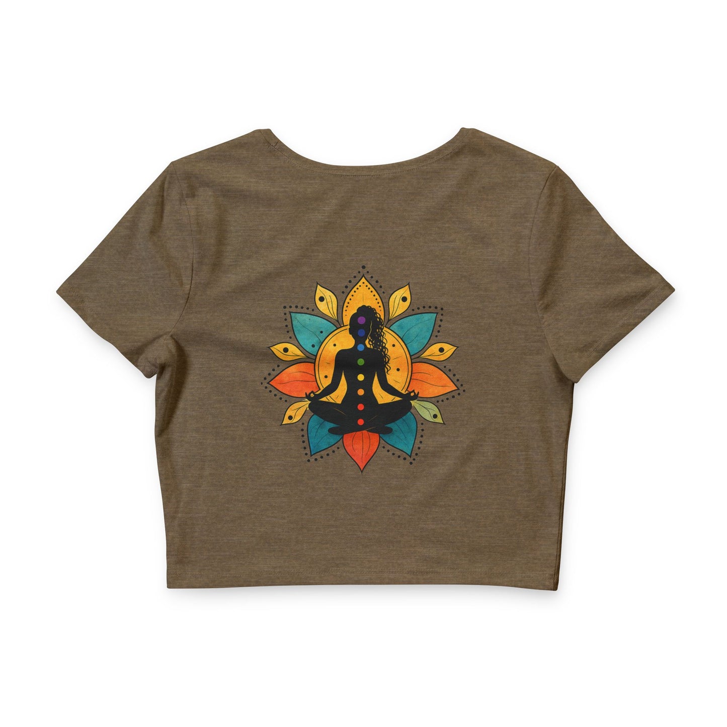 (B) Meditating Figure with Lotus Mandala Crop Tee | Yoga Chakra Top