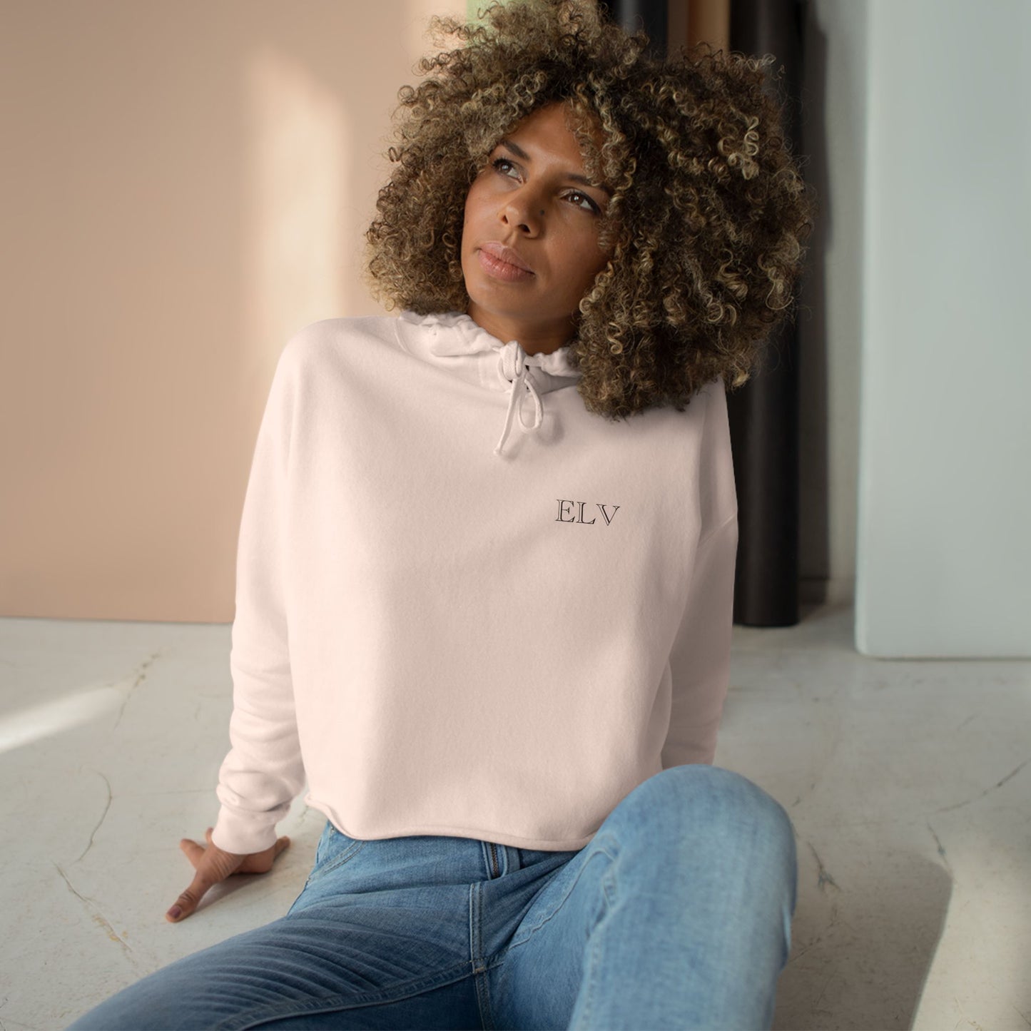 Meditation Lotus Silhouette Crop Hoodie | Yoga Chakra Graphic (B)