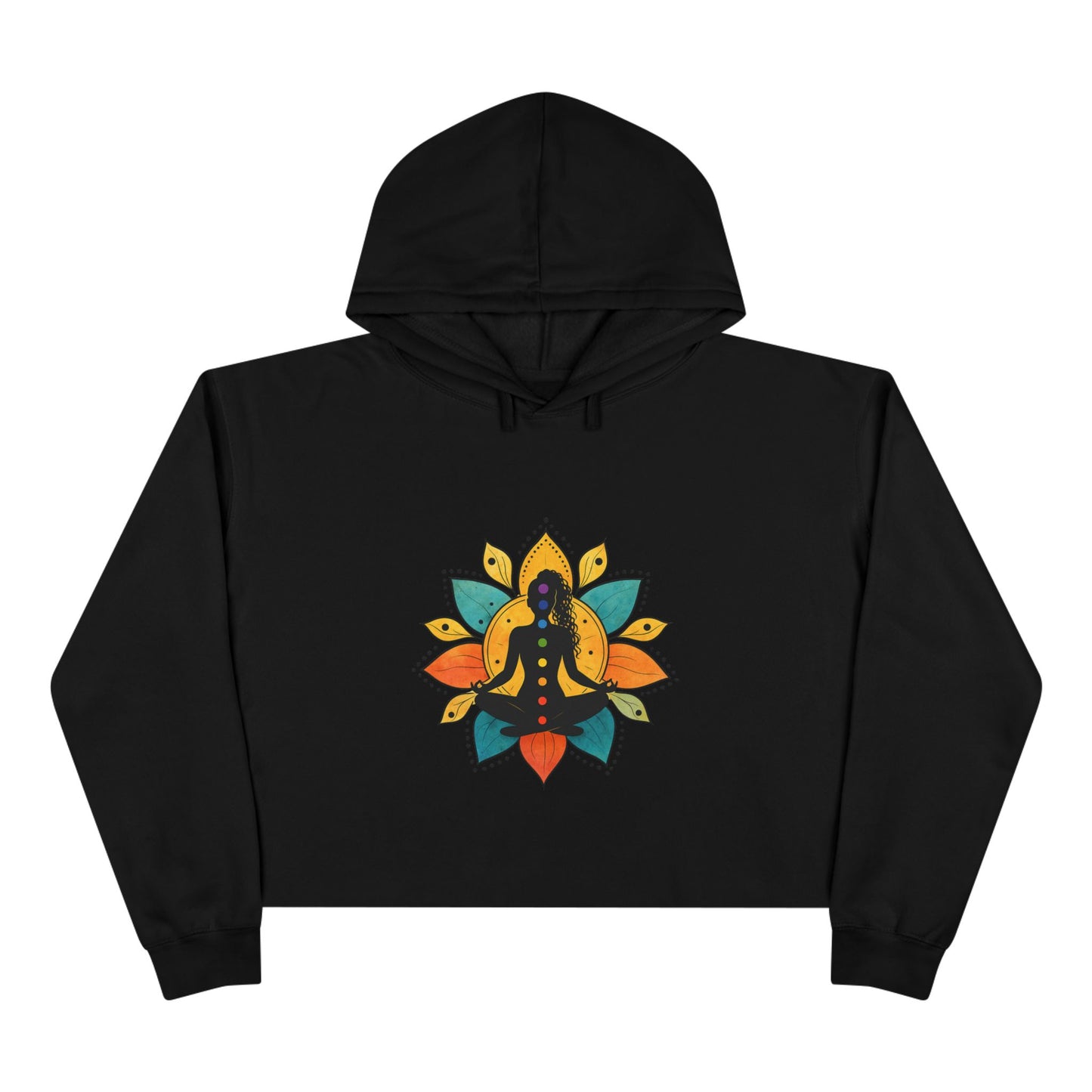 Meditation Lotus Silhouette Crop Hoodie | Yoga Chakra Graphic