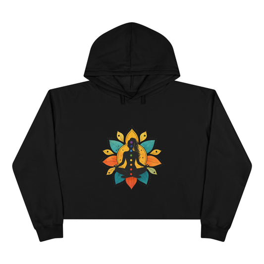 Meditation Lotus Silhouette Crop Hoodie | Yoga Chakra Graphic