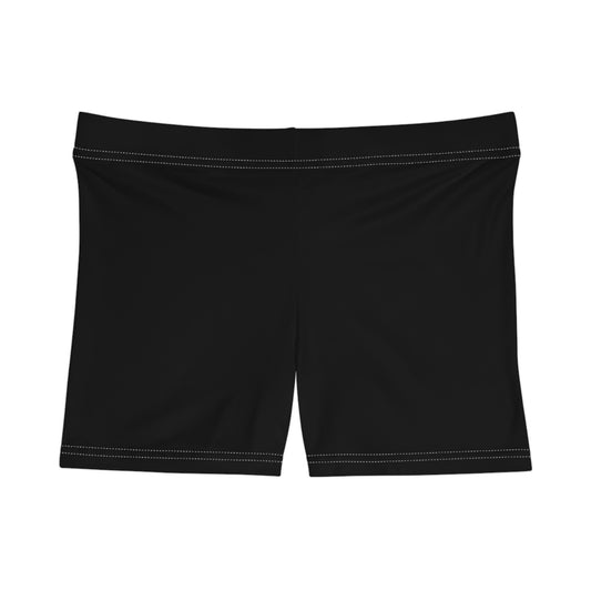 Black Solid Women's Shorts, Athletic Swim or Bike Briefs | AOP Blank