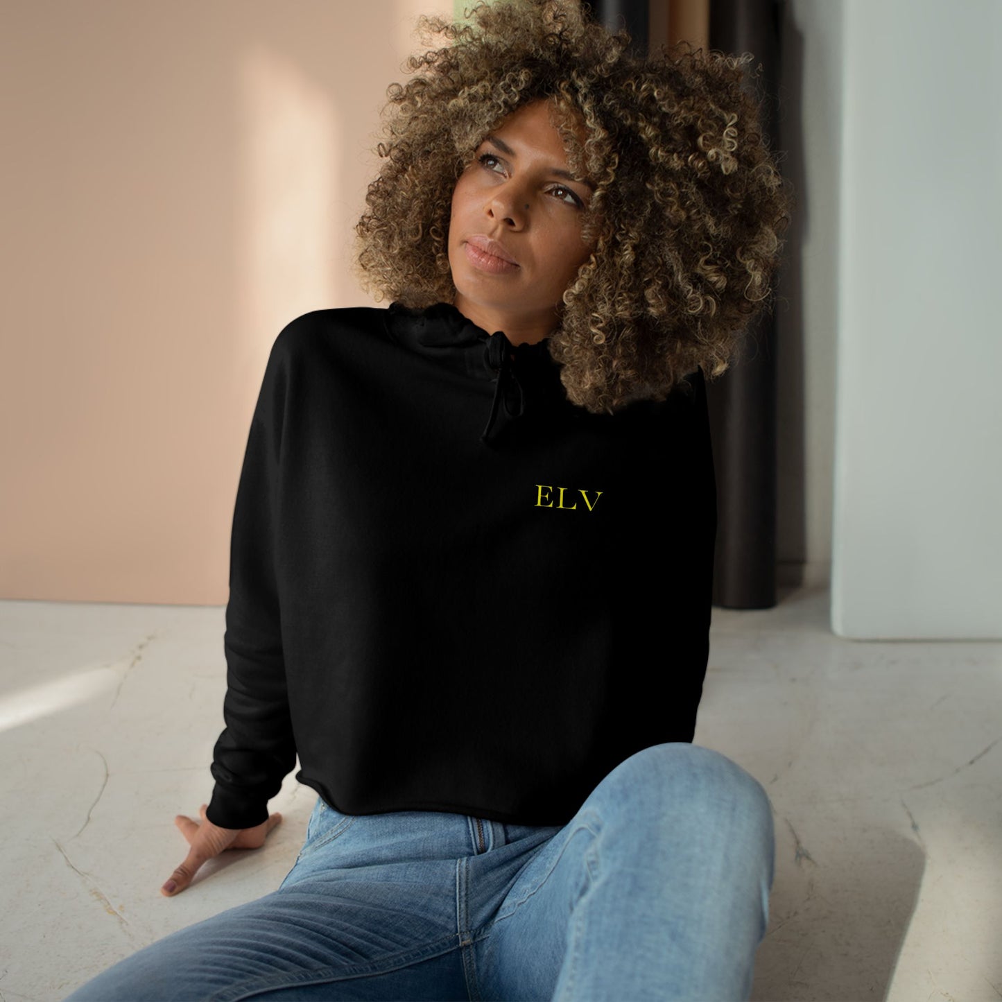 Meditation Lotus Silhouette Crop Hoodie | Yoga Chakra Graphic (B)