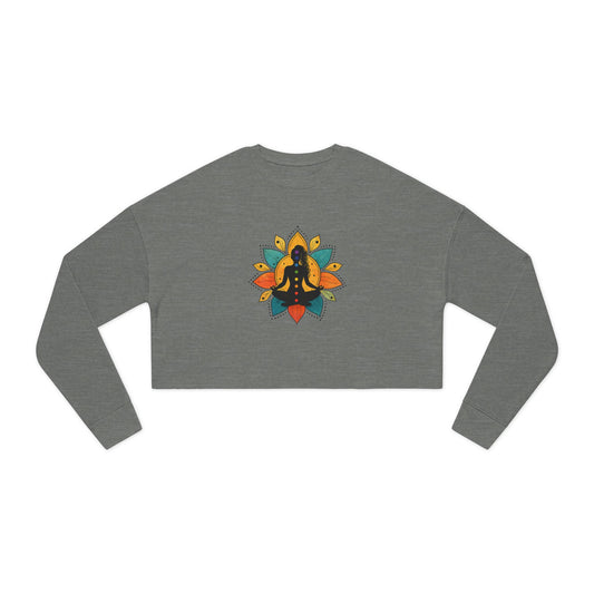 Meditating Figure Lotus Mandala Cropped Sweatshirt | Yoga Spiritual Apparel