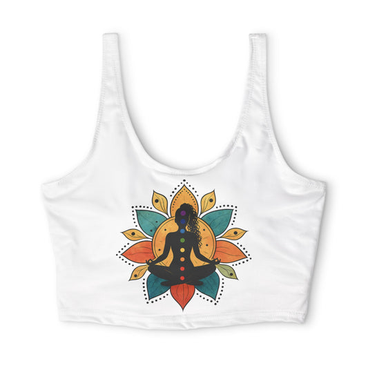 Lotus Meditation Graphic Sports Bra | Floral Yoga Activewear (White)