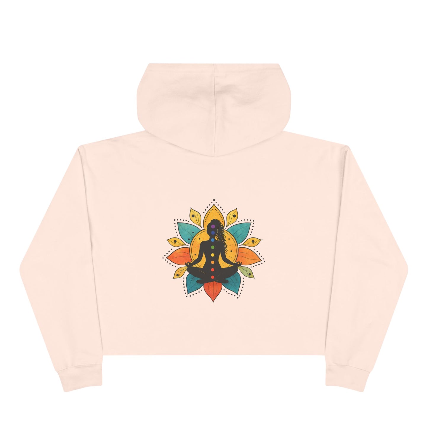 Meditation Lotus Silhouette Crop Hoodie | Yoga Chakra Graphic (B)