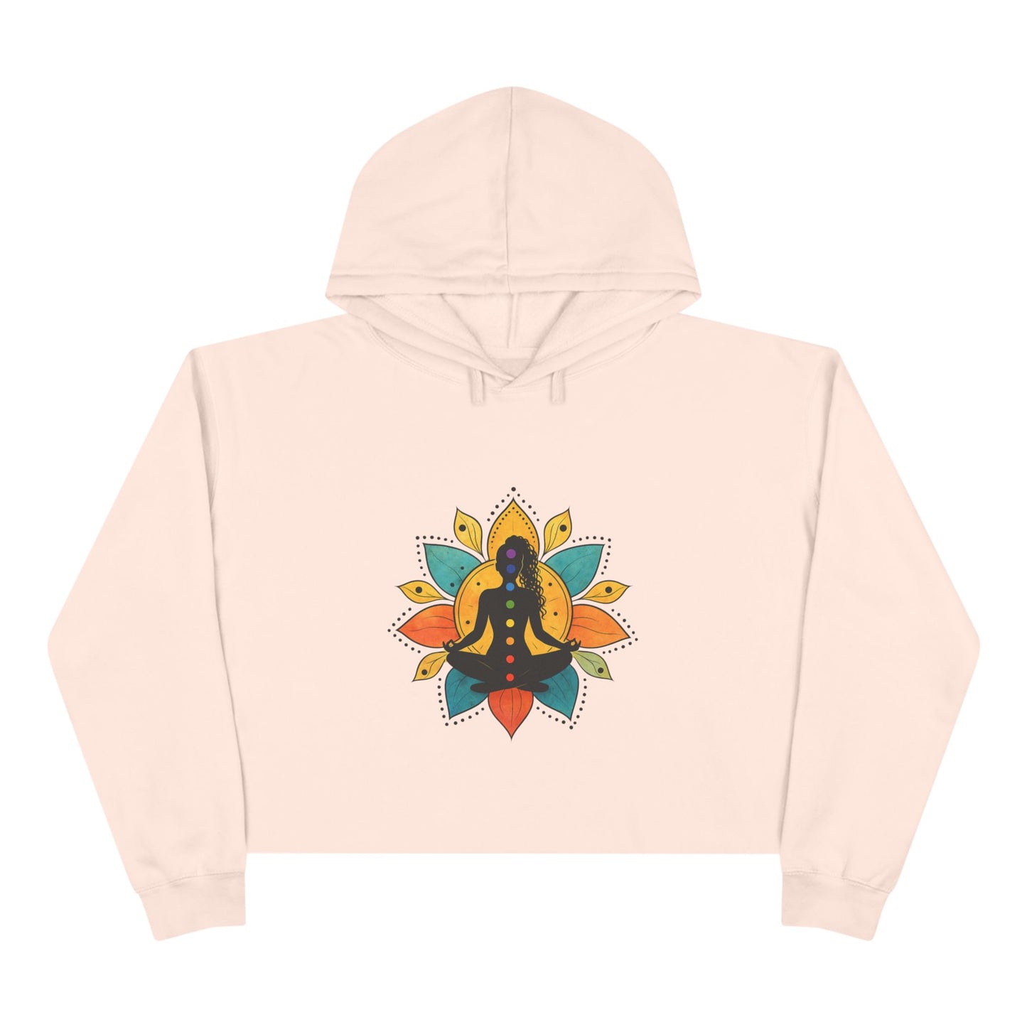 Meditation Lotus Silhouette Crop Hoodie | Yoga Chakra Graphic