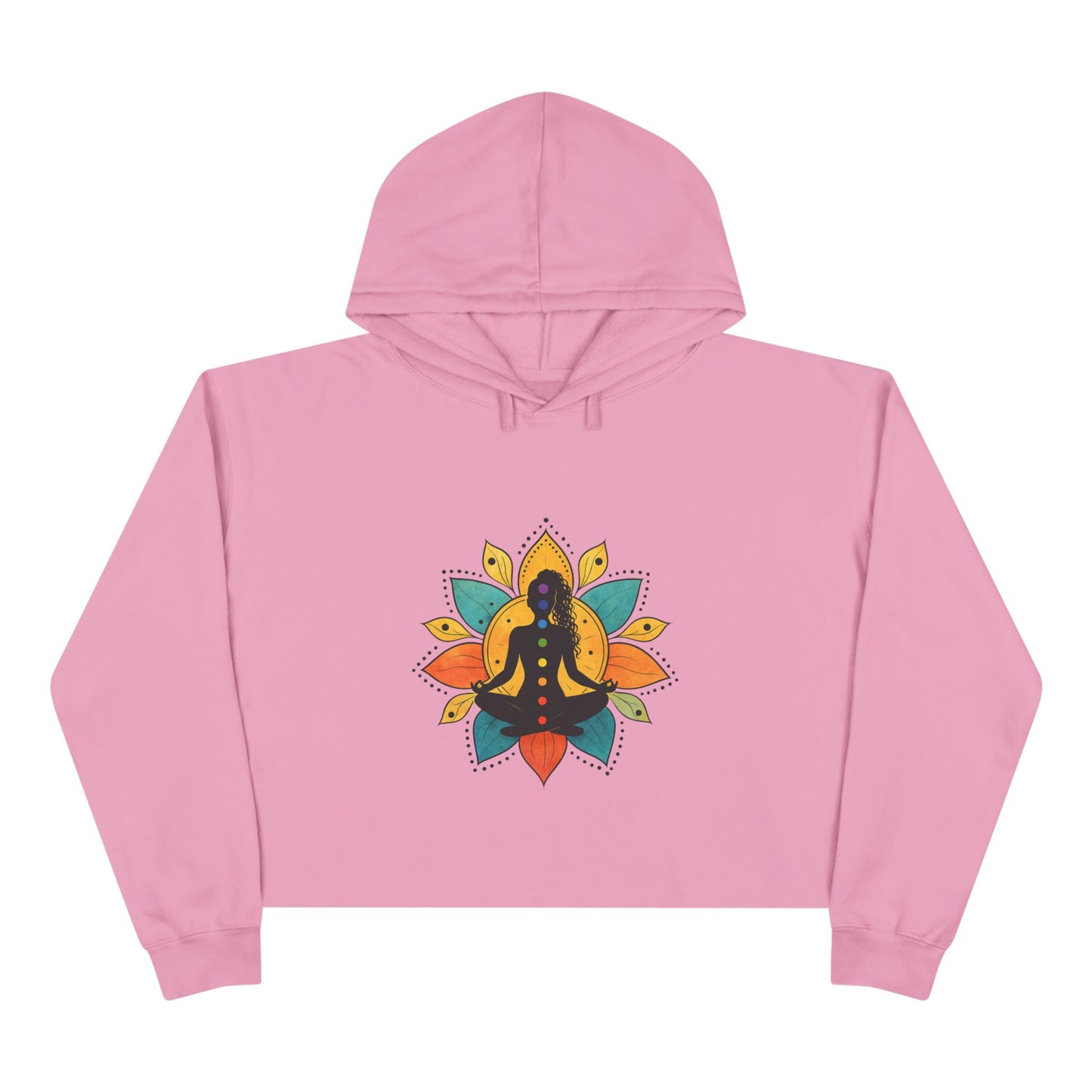 Meditation Lotus Silhouette Crop Hoodie | Yoga Chakra Graphic